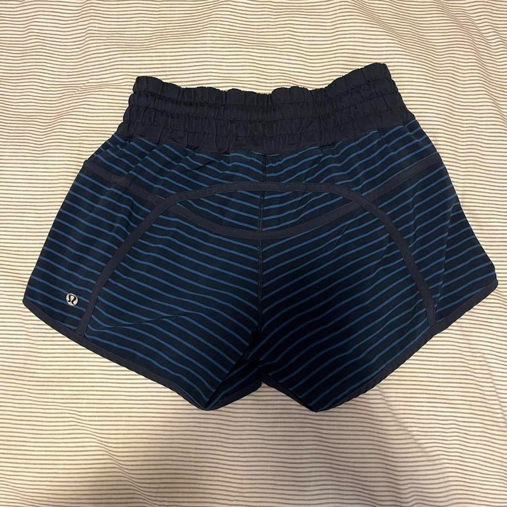 lululemon athletica Women's Black and Blue Striped Shorts